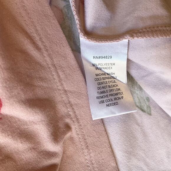 Derek Heart Plus Women Maxi Dress Plus 2X Pink Floral T-Shirt Dress Short Sleeve - Picture 4 of 7
